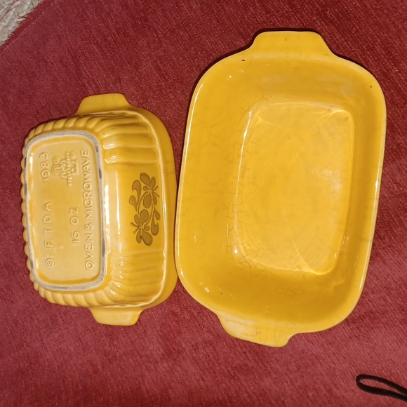Set of 2 VINTAGE PFALTZGRAFF YELLOW MINI LOAF DISH F.T.D.A. 1983 16 OZ. - Picture 2 of 3